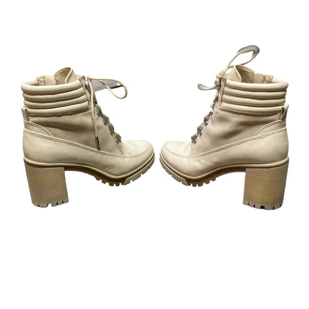 Vince‎ Camuto Cream lace up combat heel boot Size 9